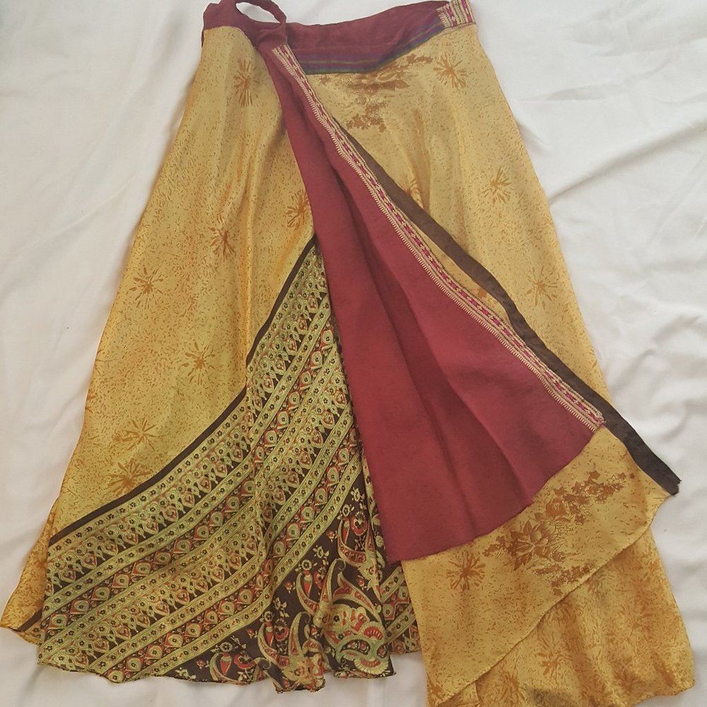 3 Scarf Wrap Reversible Indian Sari Skirts